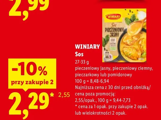 Sos pieczeniowy jasny Winiary promocja w Lidl