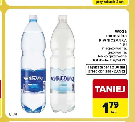 Woda mineralna lekko gazowana Piwniczanka promocja w Carrefour Market