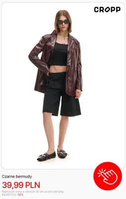 Bermudy czarne Cropp promocja w Cropp