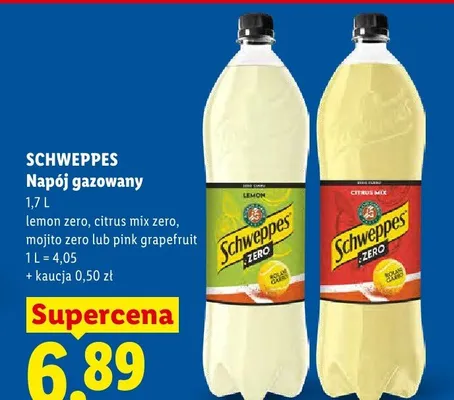 Napój gazowany Schweppes lemon zero promocja w Lidl