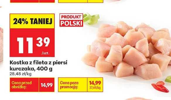 Kostka z fileta z piersi kurczaka promocja w Biedronka
