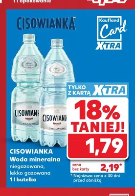 Woda mineralna niegazowana Cisowianka promocja w Kaufland
