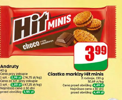 Ciastka markizy Hit minis promocja w Dino