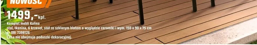 Komplet mebli kuchnia stal, tkanina, 6 krzeseł, stół ze szklanym blatem o wyglądzie ceramiki i wym. 150 x 90 x 75 cm promocja w OBI