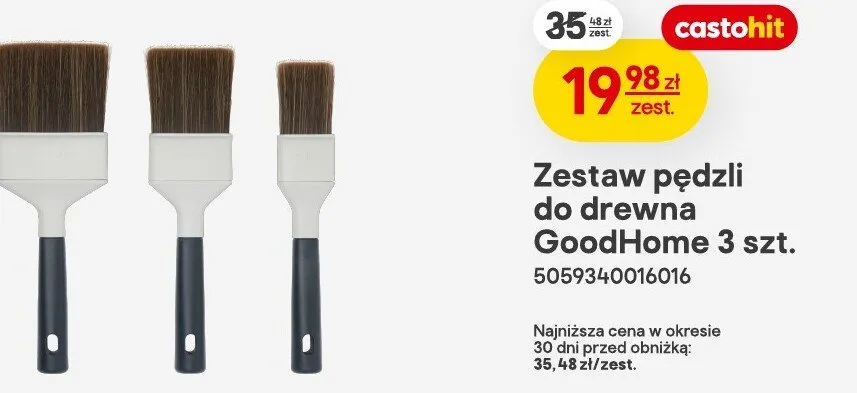Zestaw pędzli do drewna 3 szt. promocja w Castorama