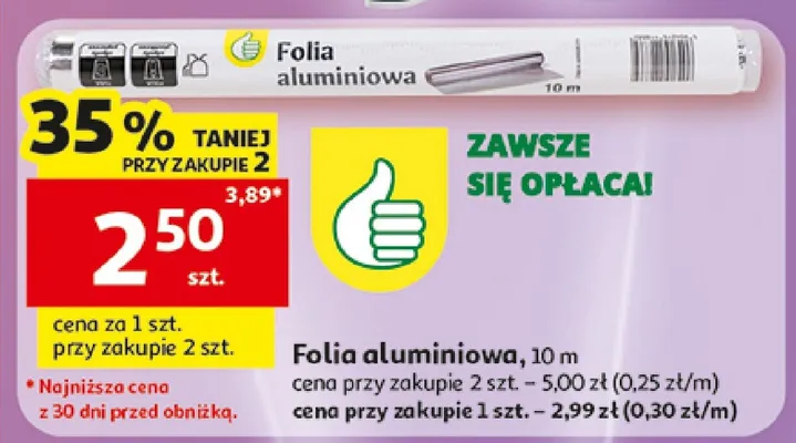 Folia aluminiowa 10m promocja w Auchan