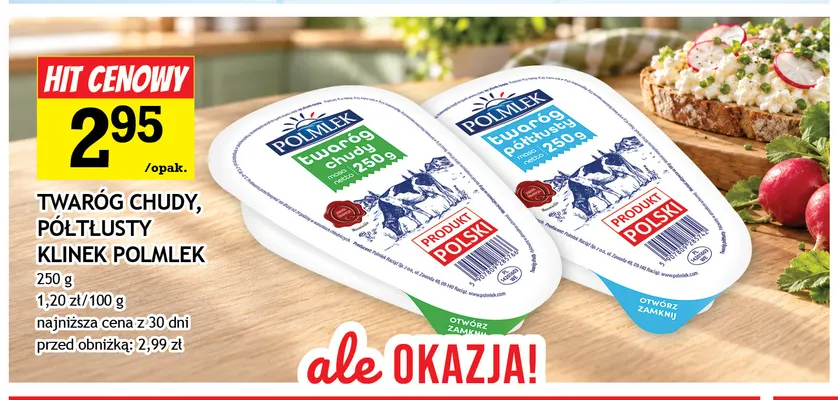Twaróg półtłusty klinek Polmlek promocja w Gram Market