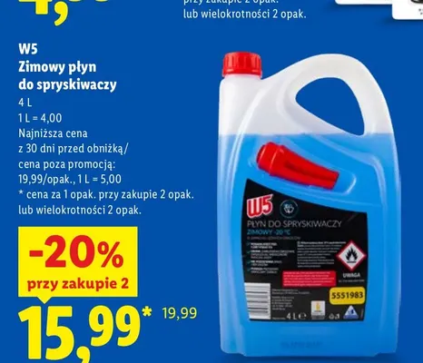 Zimowy płyn do spryskiwaczy W5 promocja w Lidl