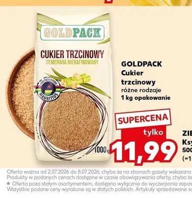 Cukier trzcinowy demerara nierafinowany Goldpack promocja w Kaufland