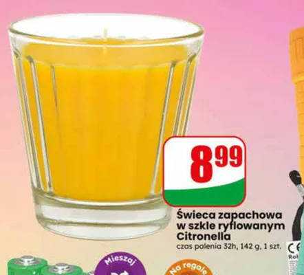 Świeca zapachowa w szkle ryflowanym Citronella promocja w Dino