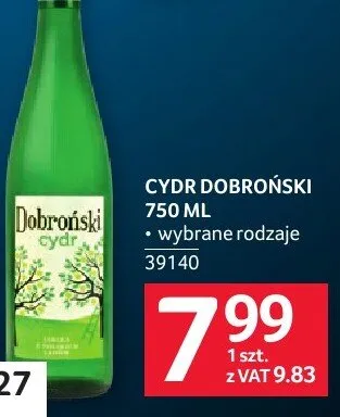 Cydr Dobroński 39140 promocja w Selgros