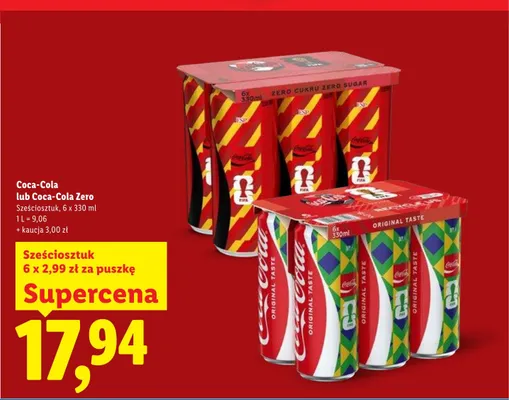 Napój gazowany Coca-Cola Zero Sugar 6-pak 330 ml promocja w Lidl