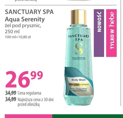 Żel pod prysznic Aqua Serenity Sanctuary Spa promocja w Hebe