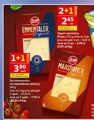 Ser emmentaler w plastrach Zott Original promocja w Auchan