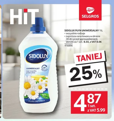 Płyn uniwersalny Sidolux promocja w Selgros