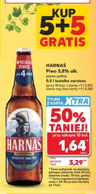 Piwo jasne pełne 5,8% alk. Harnaś promocja w Kaufland
