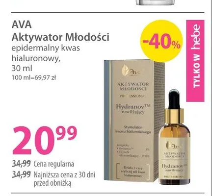 Serum do twarzy Ava Aktywator Młodości promocja w Hebe