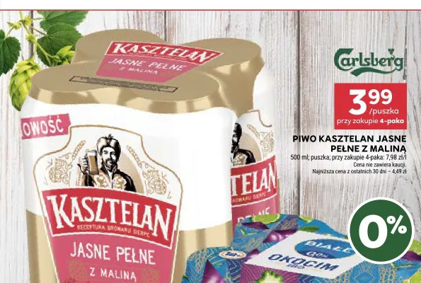 Piwo Kasztelan Jasne Pełne z Maliną promocja w Stokrotka