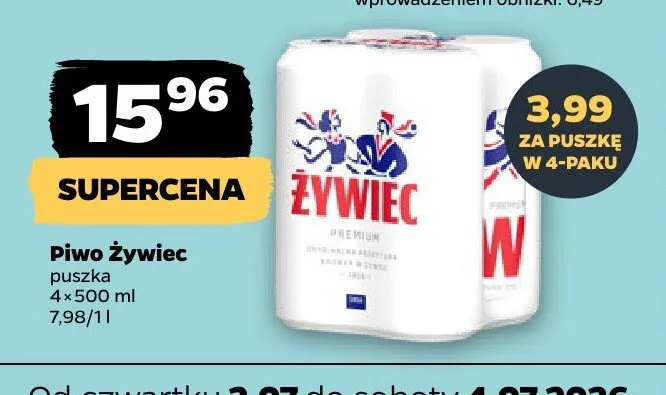 Piwo Żywiec Premium 4-pak promocja w Netto