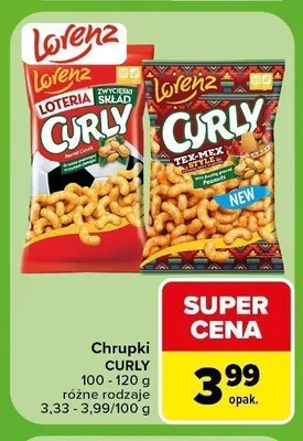 Chrupki orzechowe Curly Tex-Mex promocja w Carrefour Market