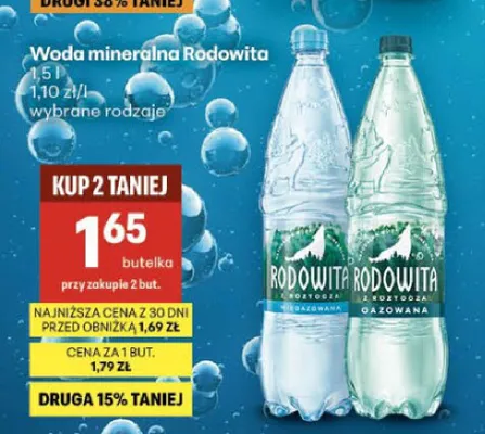 Woda mineralna Rodowita gazowana promocja w Delikatesy Centrum