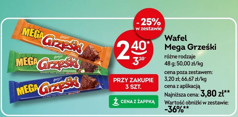 Wafel Mega Grzeški różne rodzaje promocja w Żabka