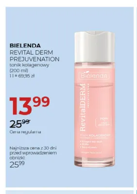 Tonik kolagenowy Revital Derm Prejuvenation Bielenda promocja w Drogerie Jawa