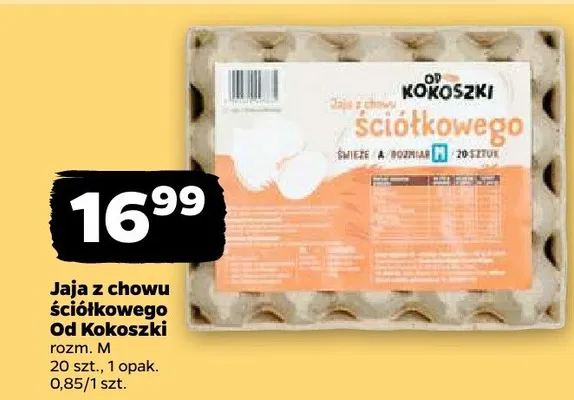 Jaja z chowu ściółkowego KL Kokoszki promocja w Netto