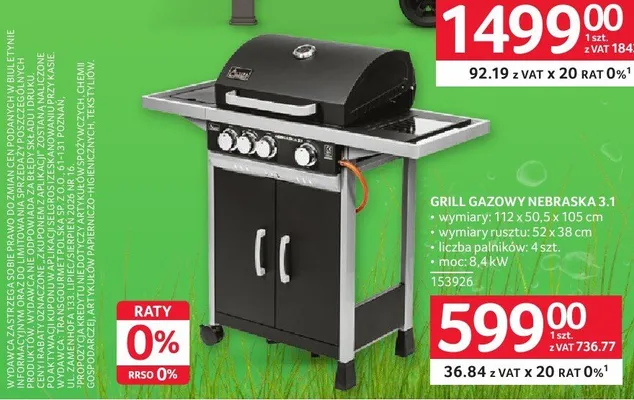 Grill gazowy Nebraska 3,1 promocja w Selgros