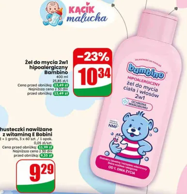 Żel do mycia 2w1 hipoalergiczny Bambino promocja w Dino