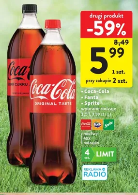 Napój gazowany Coca-Cola Zero Cukru promocja w Intermarche