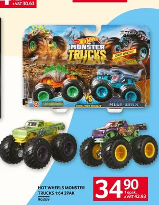 Monster Trucks 1:64 2-pak HOT WHEELS promocja w Selgros