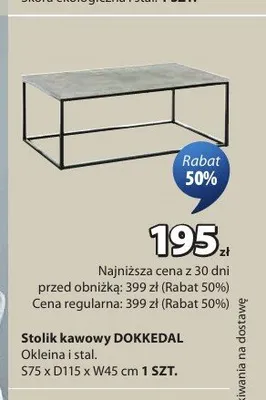 Stolik kawowy DOKKEDAL okleina i stal promocja w Jysk