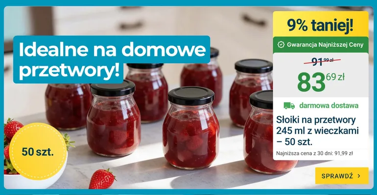 Słoiki na przetwory 245 ml z wieczkami 50-pak promocja w ERLI