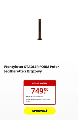 Wentylator STADLER FORM Peter Leatherette 2 Brązowy promocja w Media Expert