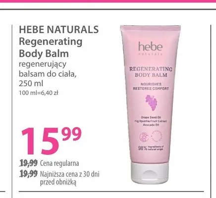 Regenerujący balsam do ciała Hebe Naturals Regenerating Body Balm promocja w Hebe