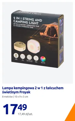 Lampa kempingowa 2 w 1 z łańcuchem świetlnym Froyak promocja w Action