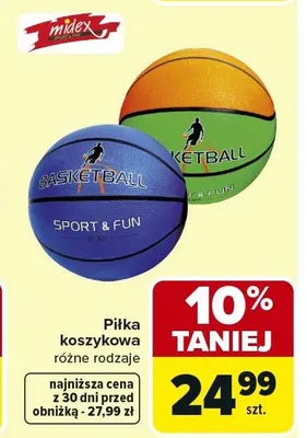 Piłka koszykowa różne rodzaje promocja w Carrefour