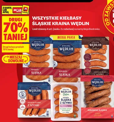 Kiełbasa śląska z szynki Kraina Wędlin Select promocja w Biedronka