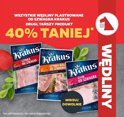 Wszystkie wędliny plastrowana Od Szwagra Krakus DRUGA -40% promocja w Netto