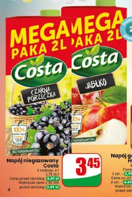 Napój niegazowany Costa Czarna Porzeczka promocja w Dino