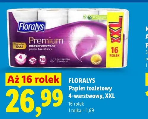 Papier toaletowy 4-warstwowy Floralys Premium XXL promocja w Lidl