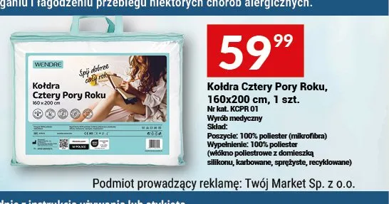 Kołdra Cztery Pory Roku 160x200cm promocja w Twój Market