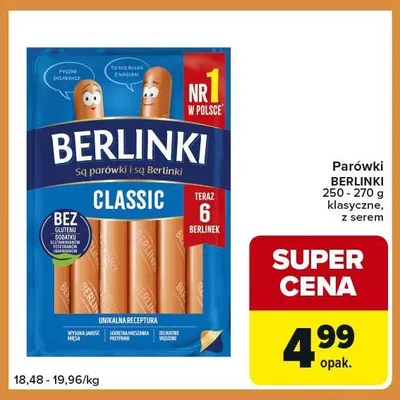 Parówki Berlinki z serem 250-270g promocja w Carrefour Express