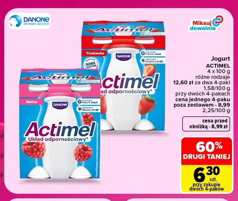 Jogurt Actimel truskawka 4-pak promocja w Carrefour