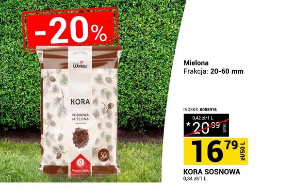 Kora sosnowa mielona frakcja 20-60mm promocja w Merkury Market