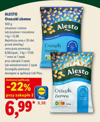 Orzeszki ziemne smażone i solone Alesto promocja w Lidl