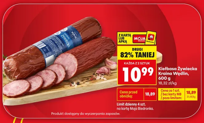 Kiełbasa Żywiecka Kraina Wędlin promocja w Biedronka