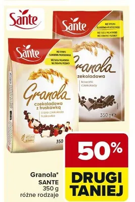 Granola czekoladowa z laskową, 50% drugi taniej promocja w Carrefour