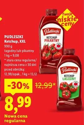 Ketchup łagodny Pudliszki XXL promocja w Lidl